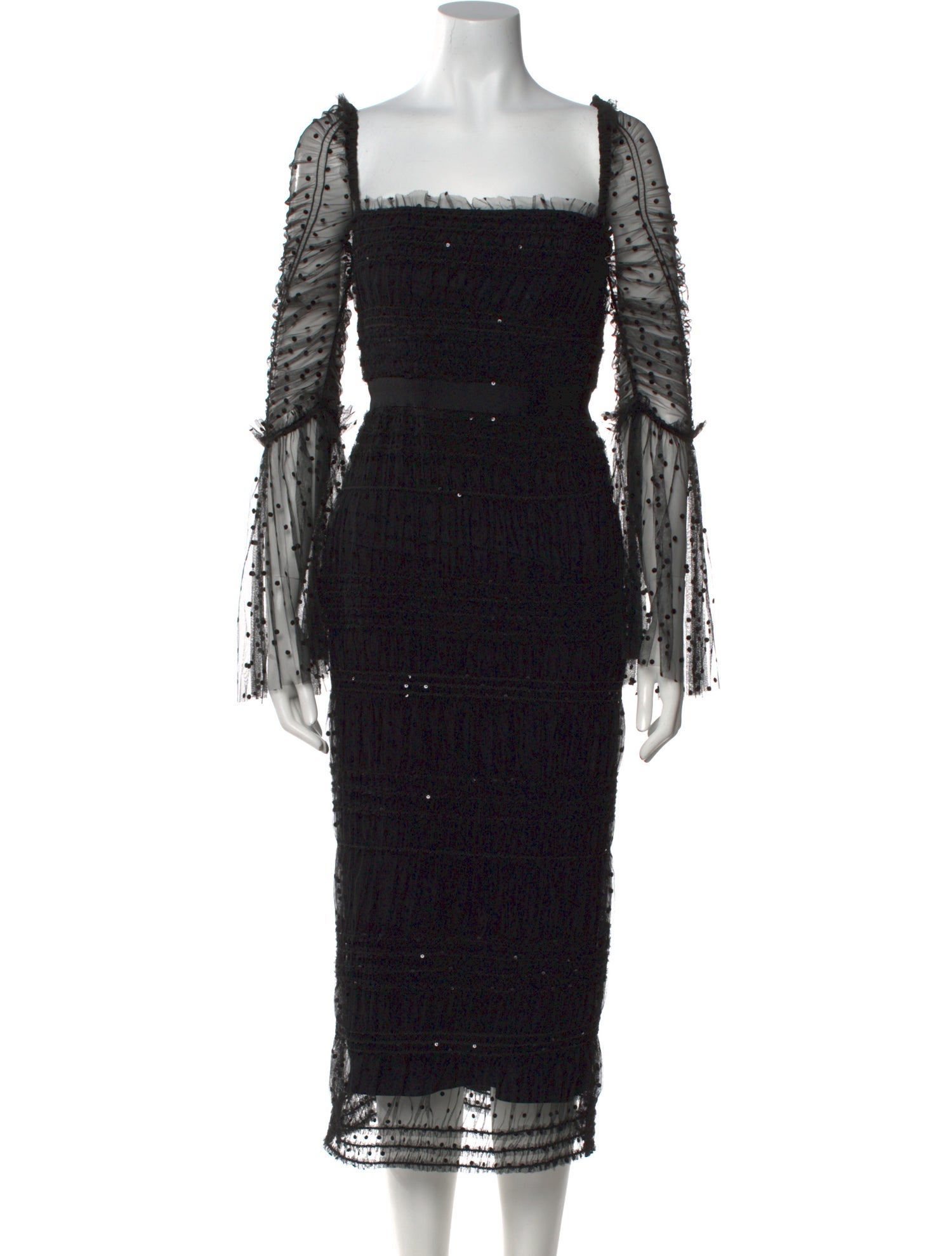 Self-Portrait Square Neckline Midi Length Dress