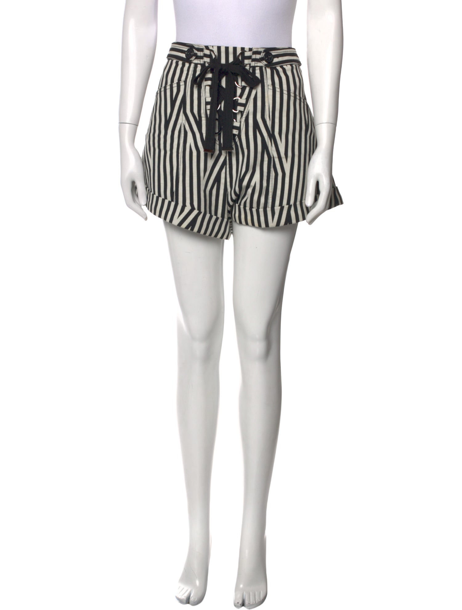 Self-Portrait Striped Mini Shorts