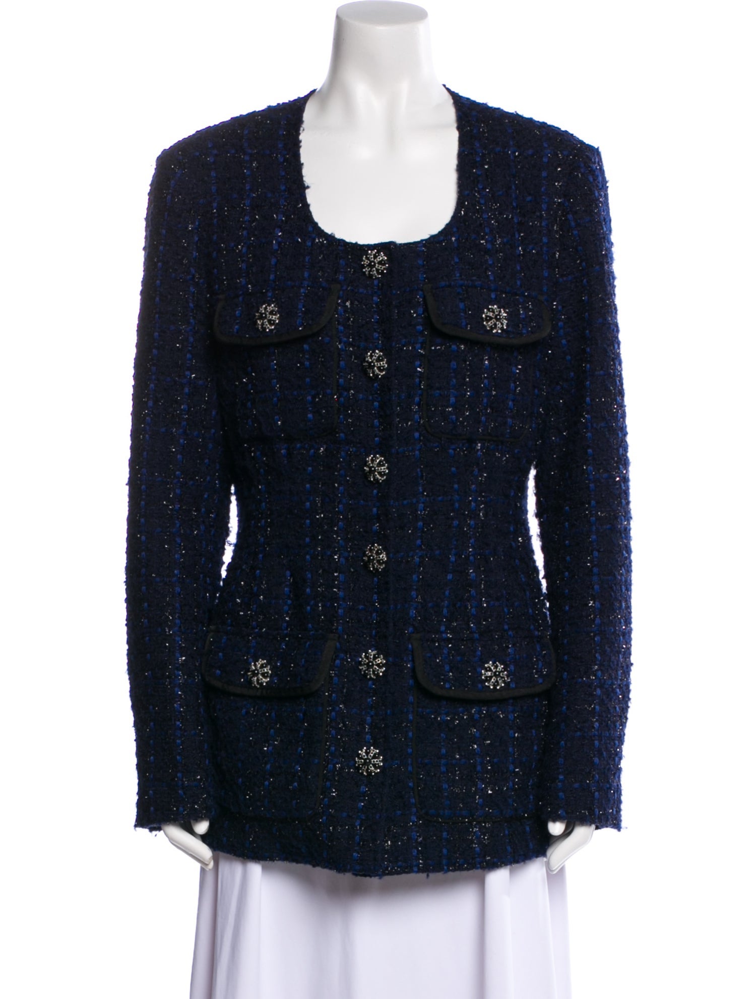 Self-Portrait Tweed Pattern Blazer