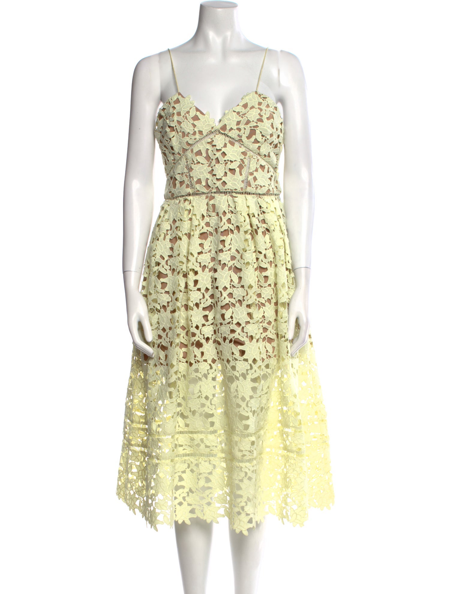 Self-Portrait Lace Pattern Midi Length Dress