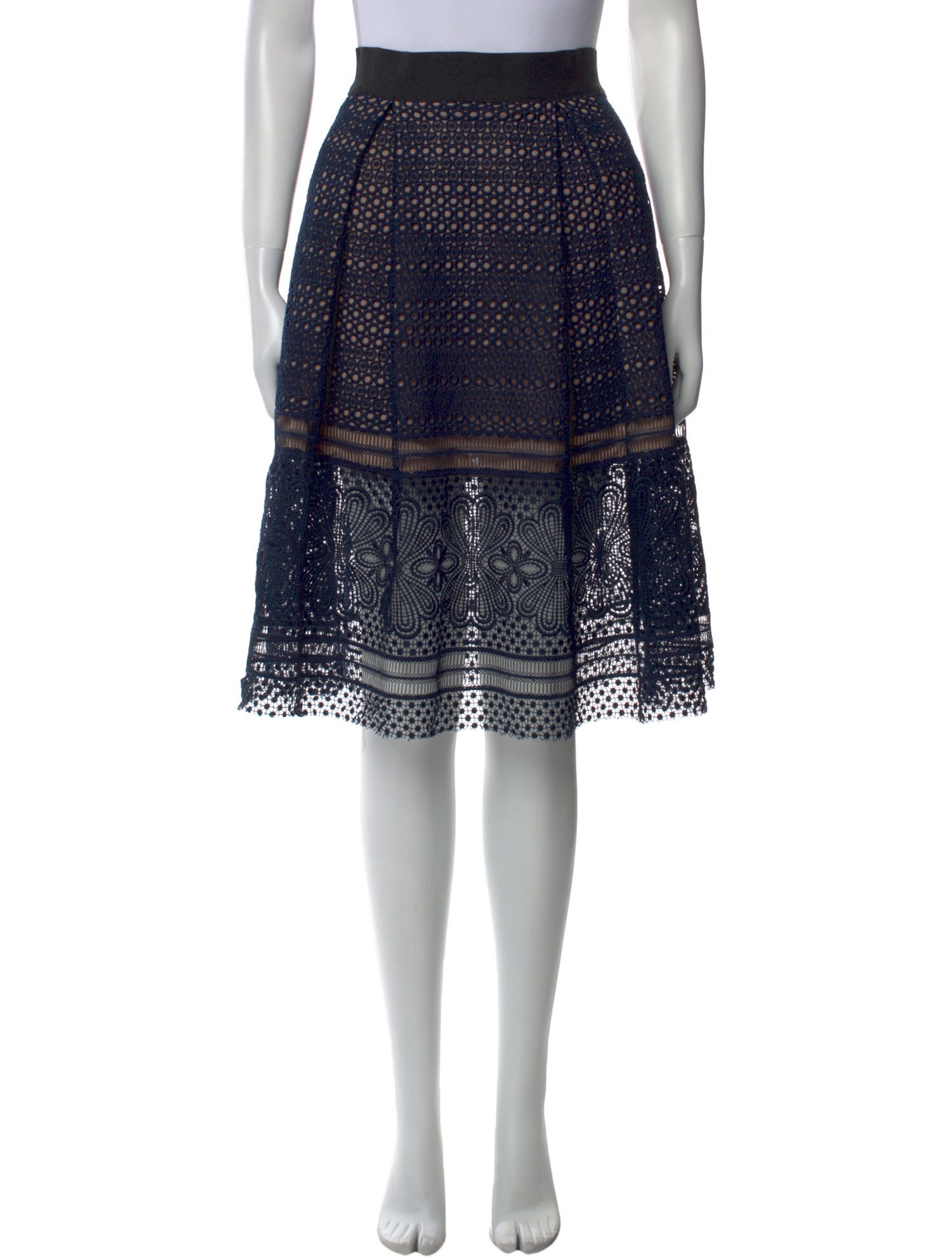 Self-Portrait Pleated Accents Knee-Length Skirt