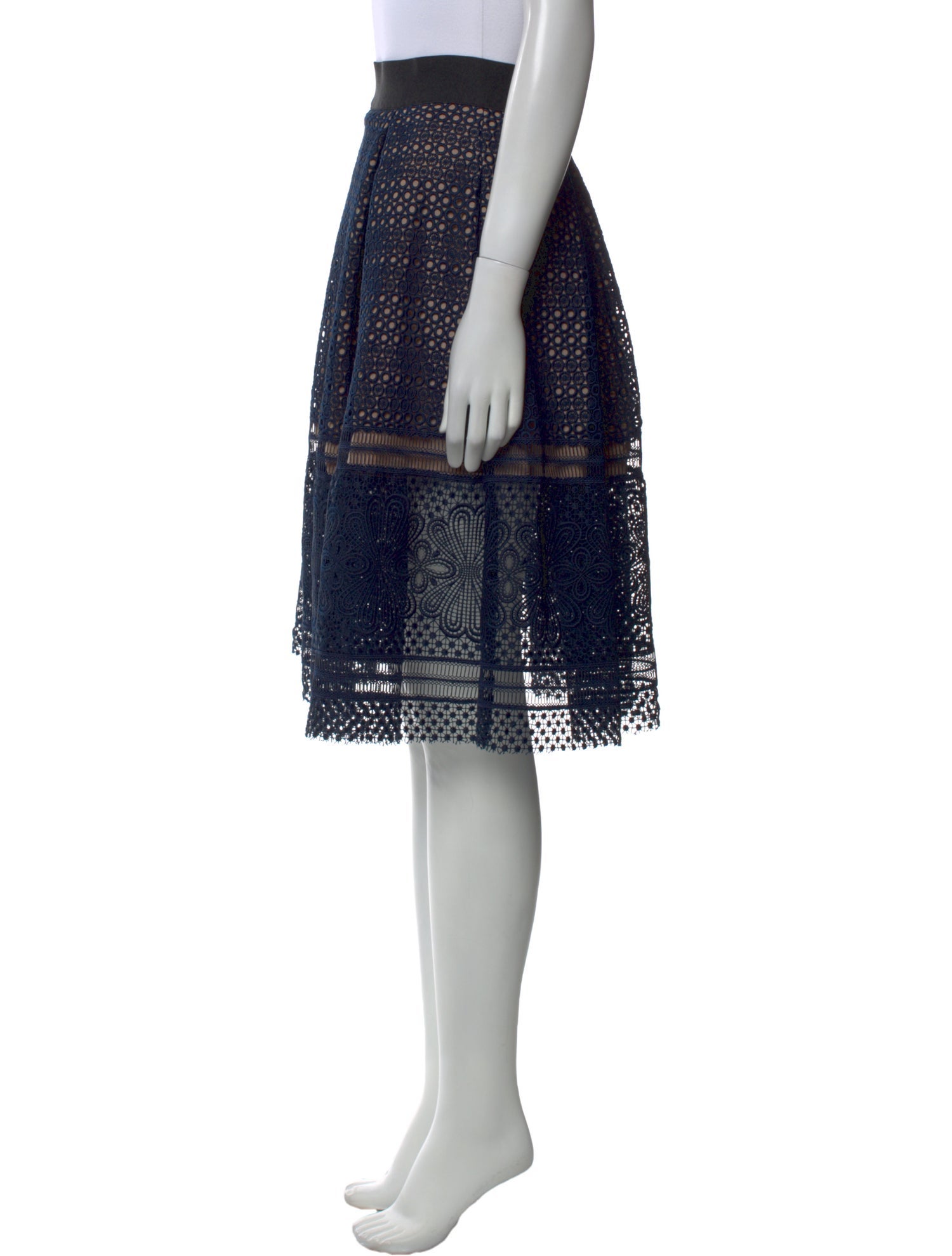 Self-Portrait Pleated Accents Knee-Length Skirt