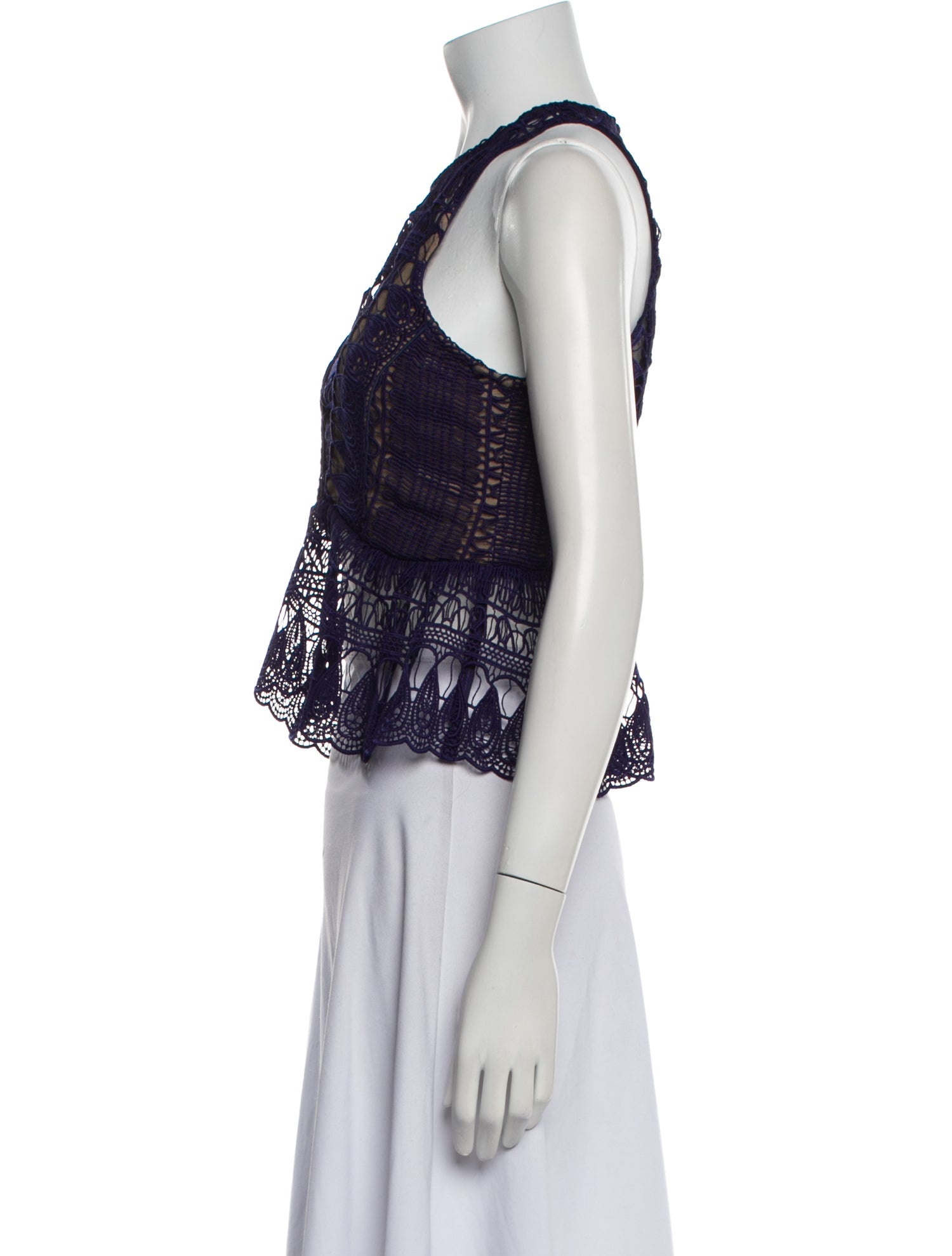 Self-Portrait Lace Pattern Halterneck Crop Top