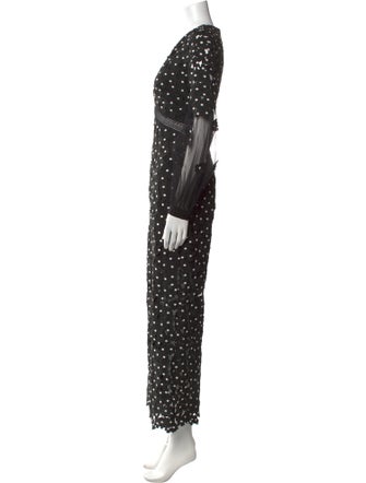 Self-Portrait Polka Dot Print V-Neck Jumpsuit