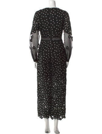 Self-Portrait Polka Dot Print V-Neck Jumpsuit