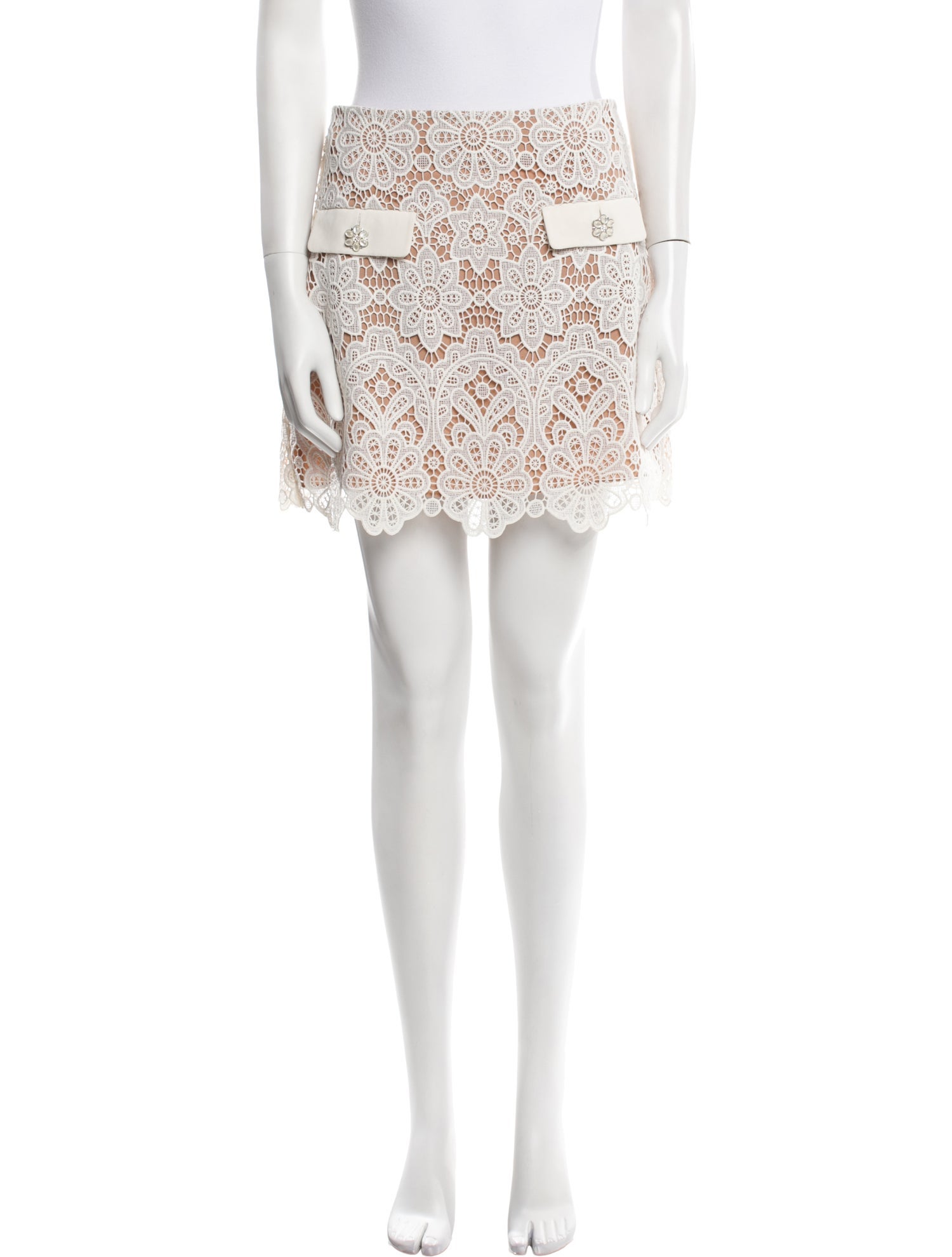 Self-Portrait Lace Pattern Mini Skirt