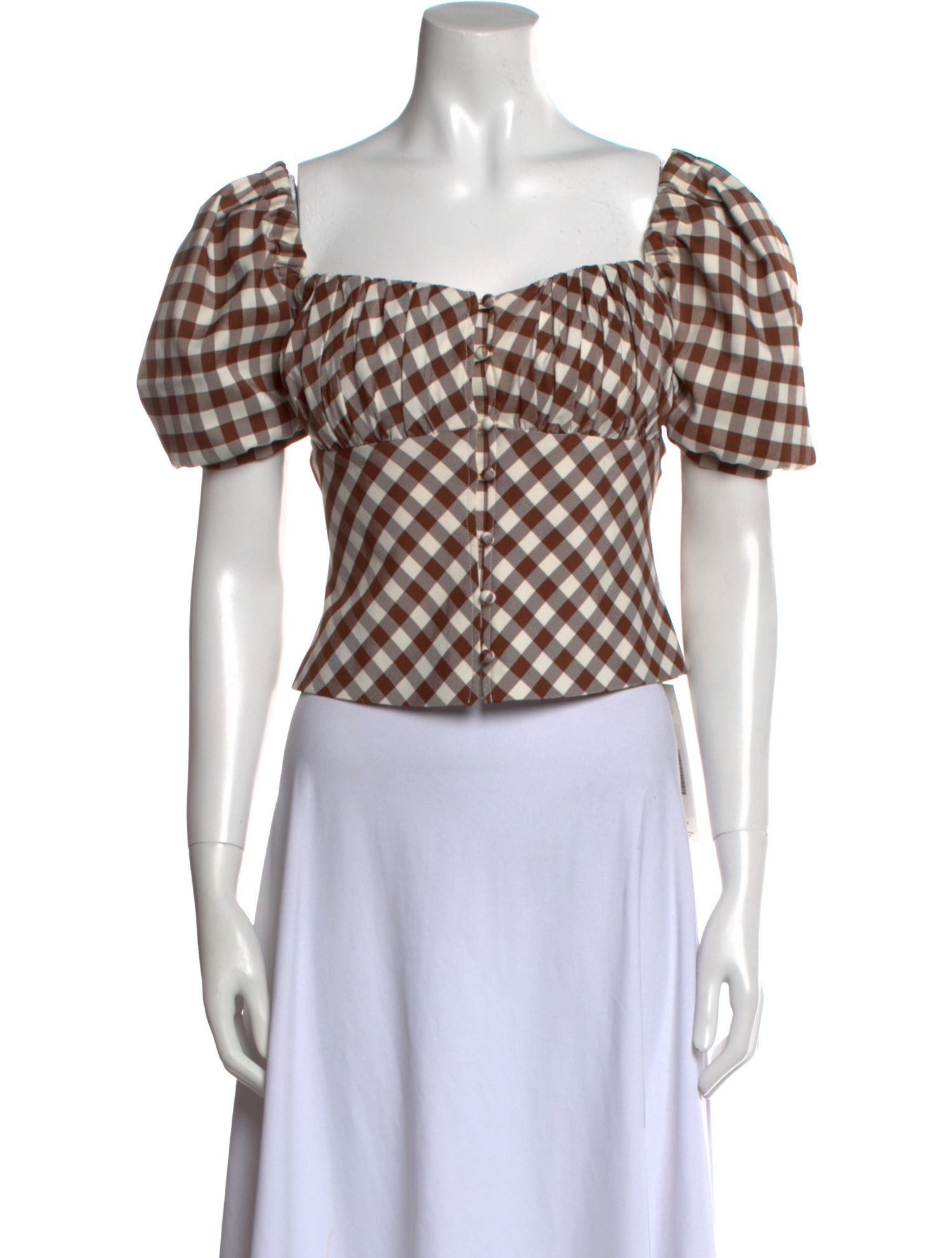 Self-Portrait Plaid Print Square Neckline Crop Top