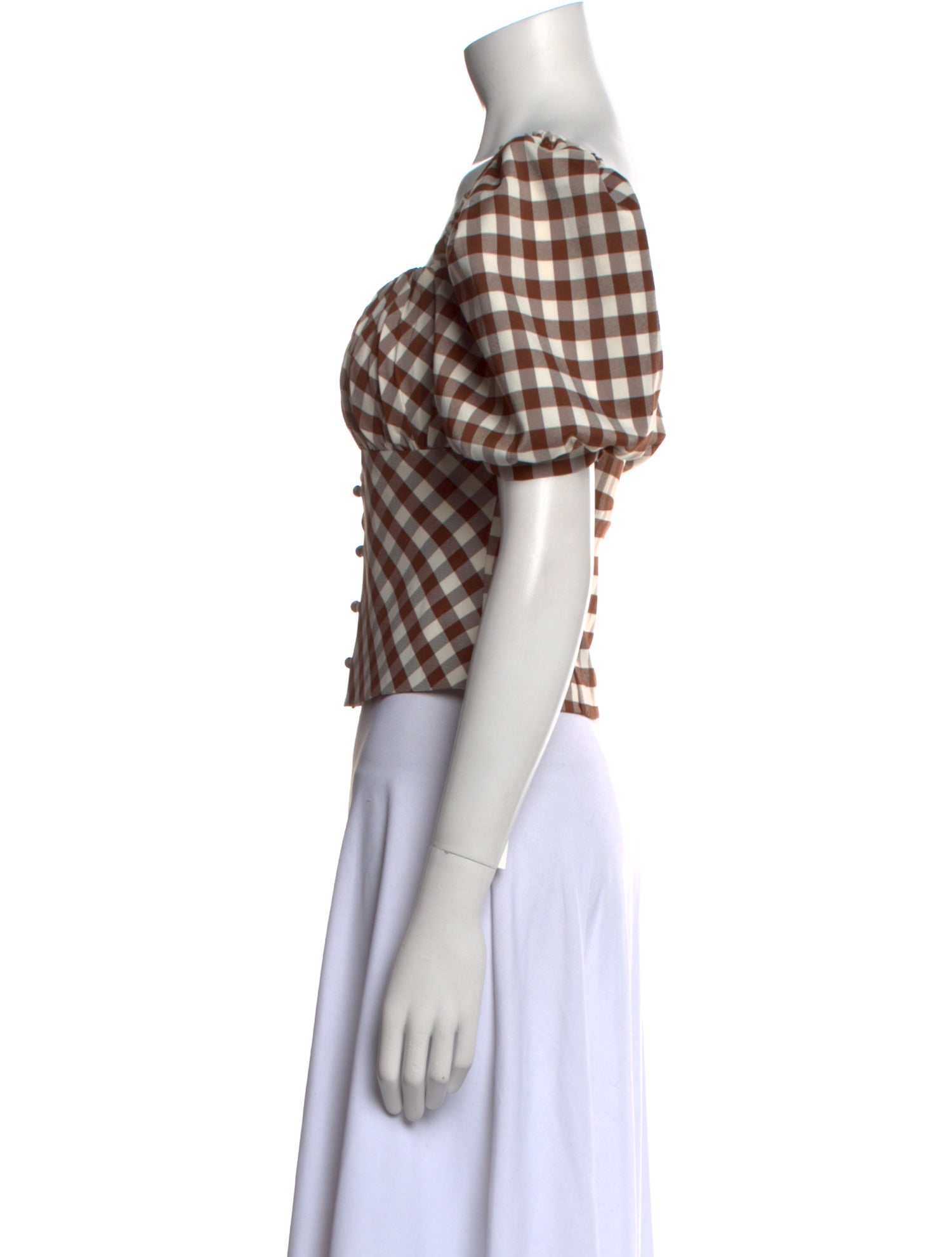 Self-Portrait Plaid Print Square Neckline Crop Top