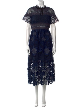 Self-Portrait Lace Pattern Midi Length Dress