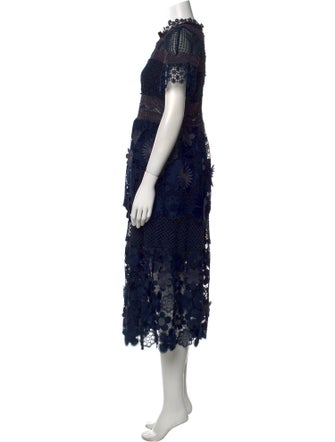 Self-Portrait Lace Pattern Midi Length Dress