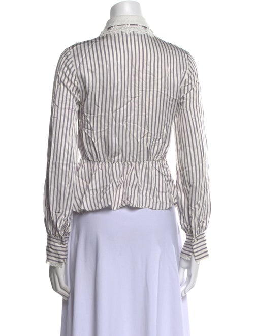 Self-Portrait Striped V-Neck Button-Up Top