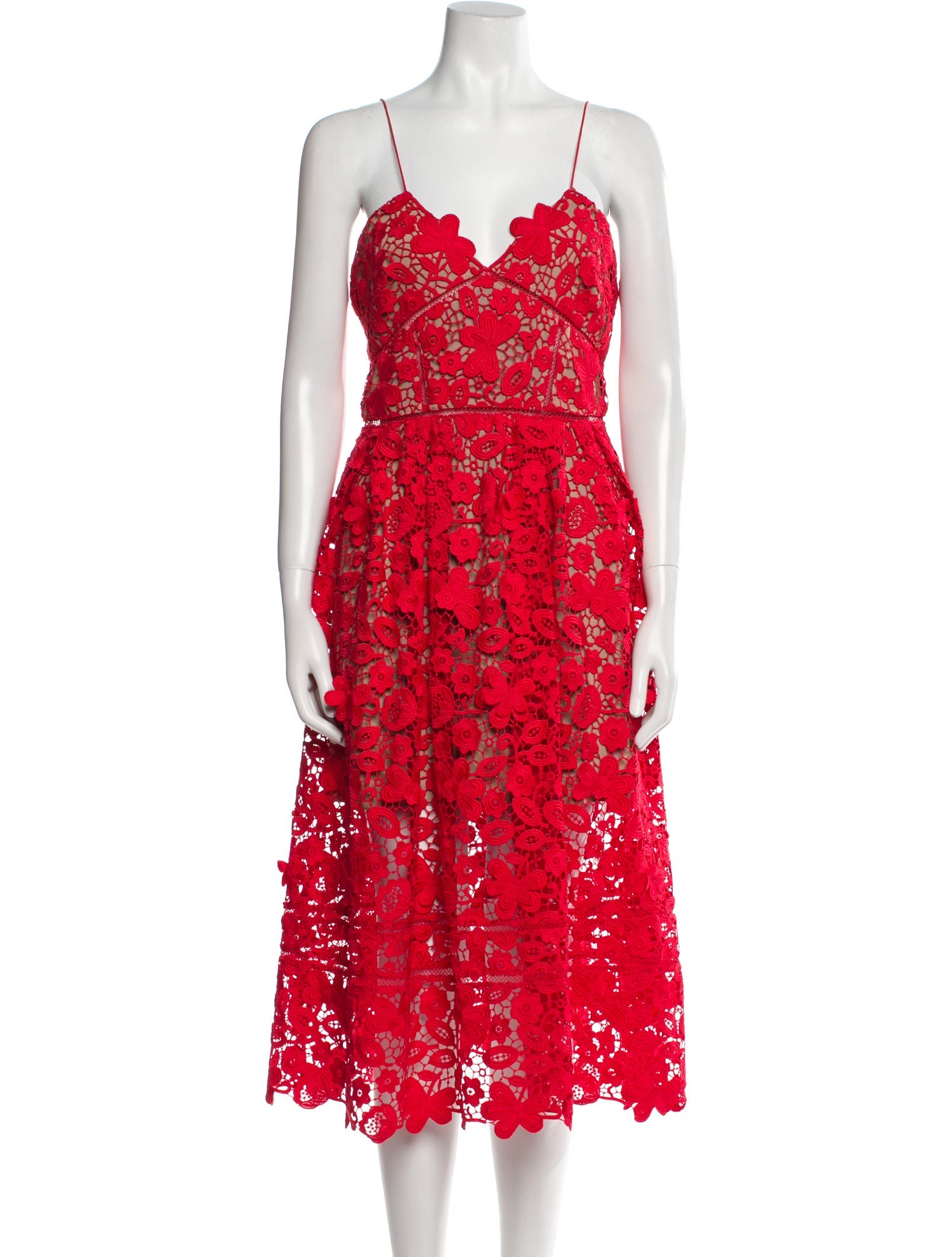 Self-Portrait Lace Pattern Midi Length Dress