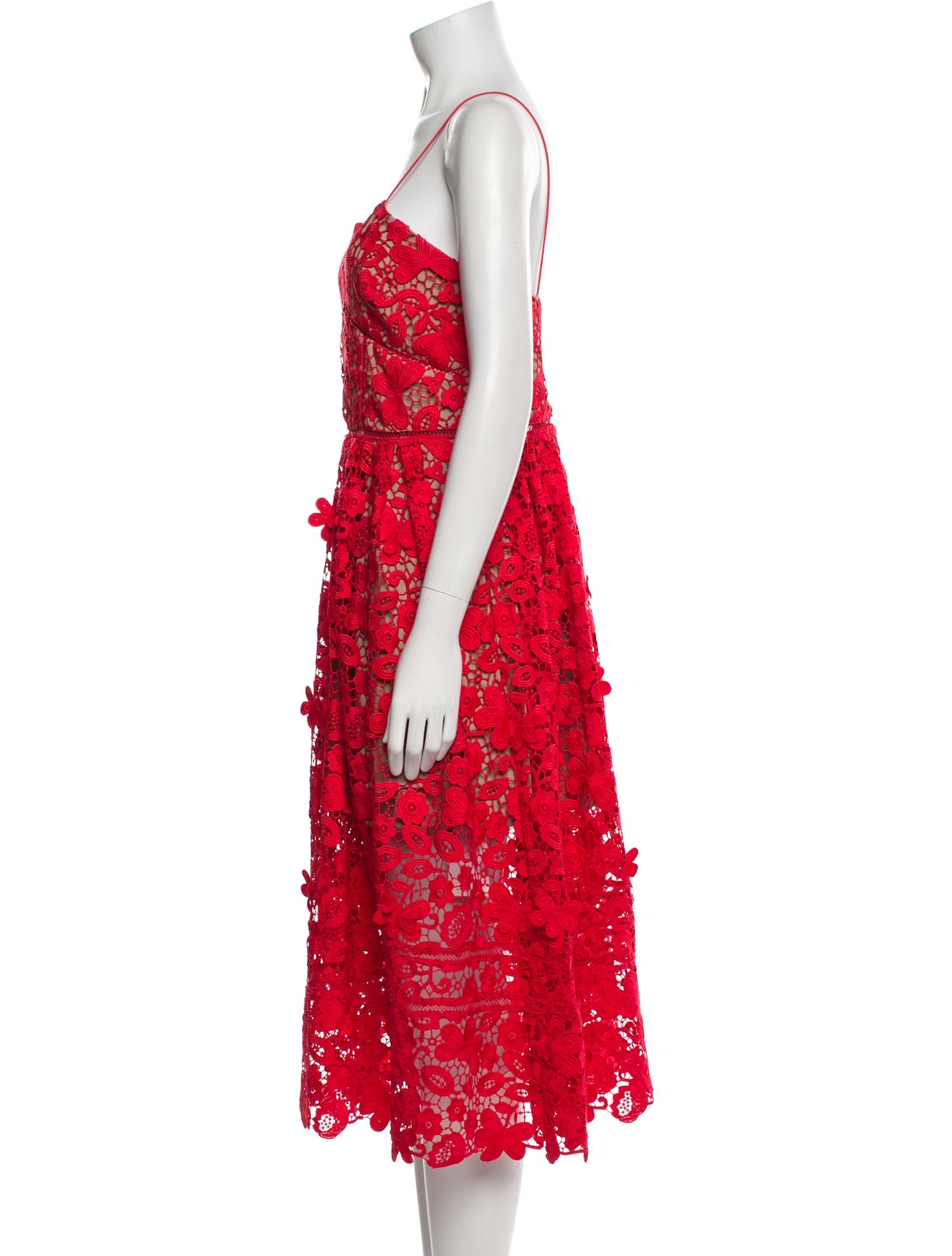 Self-Portrait Lace Pattern Midi Length Dress