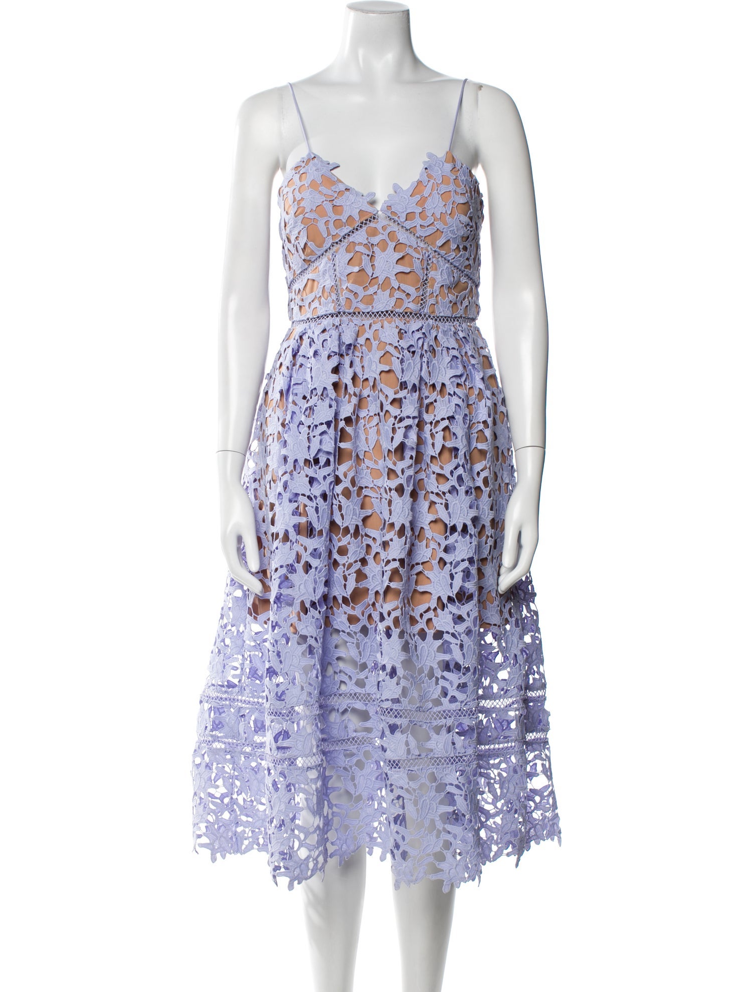 Self-Portrait Lace Pattern Midi Length Dress