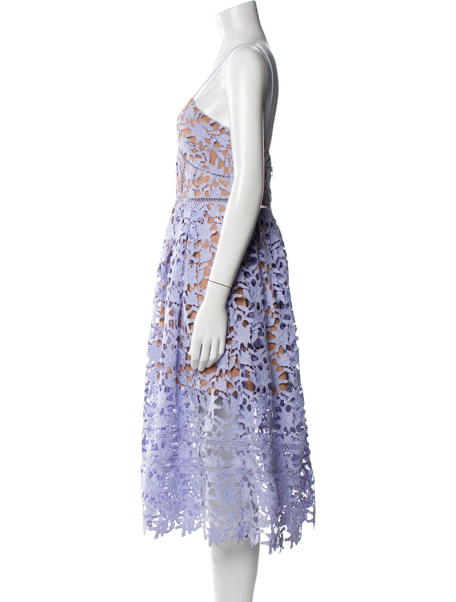 Self-Portrait Lace Pattern Midi Length Dress