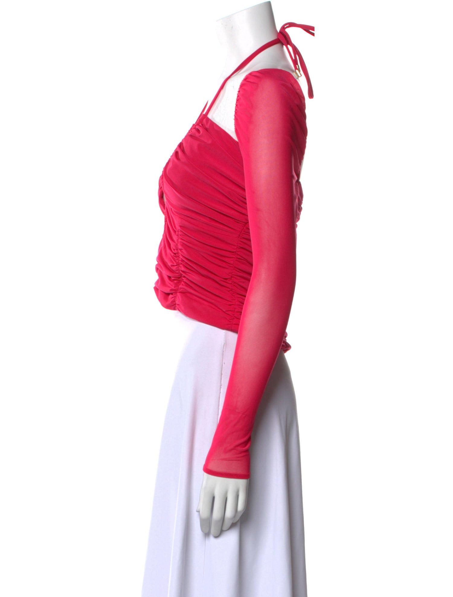 Self-Portrait V-Neck Long Sleeve Crop Top