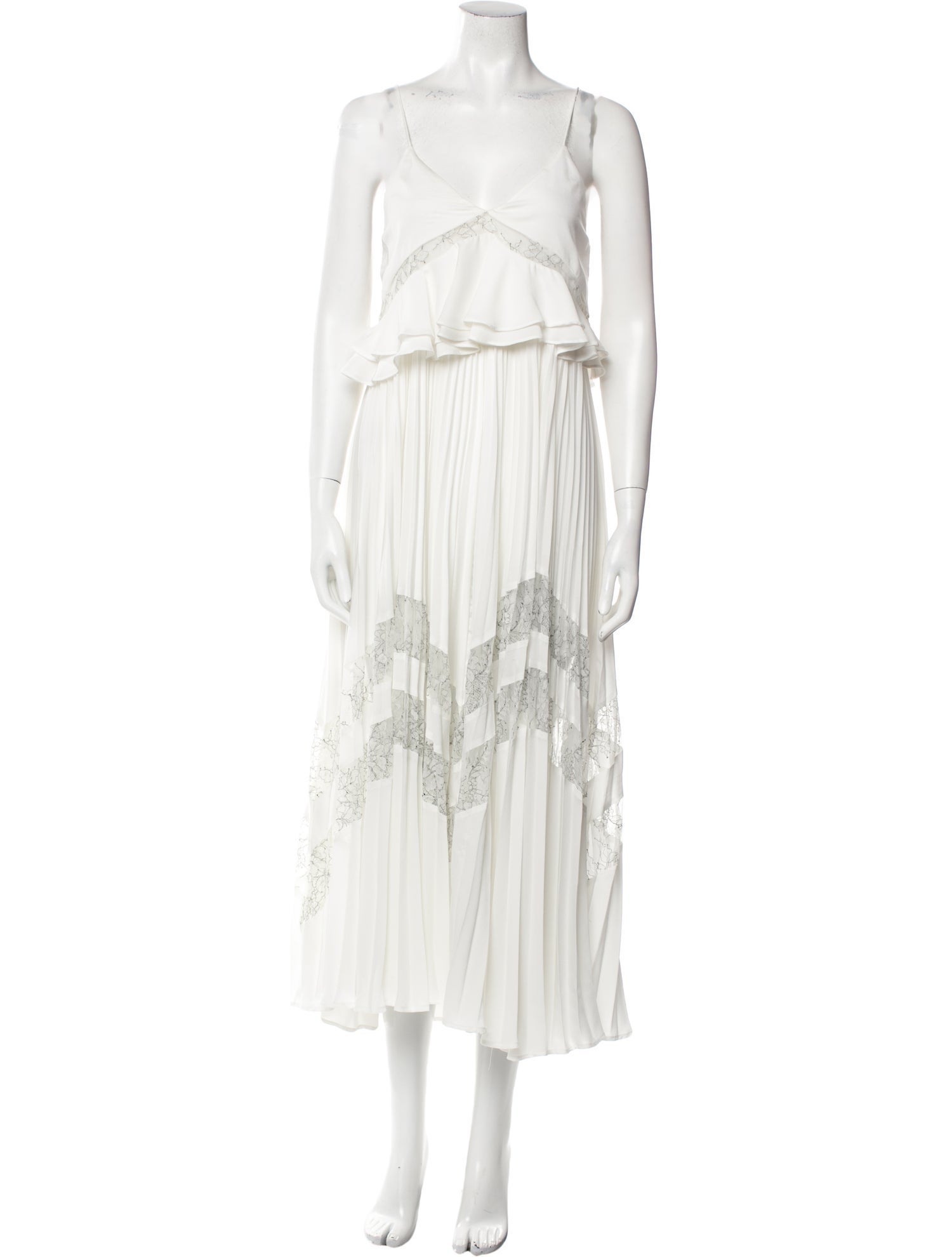 Self-Portrait Plunge Neckline Long Dress