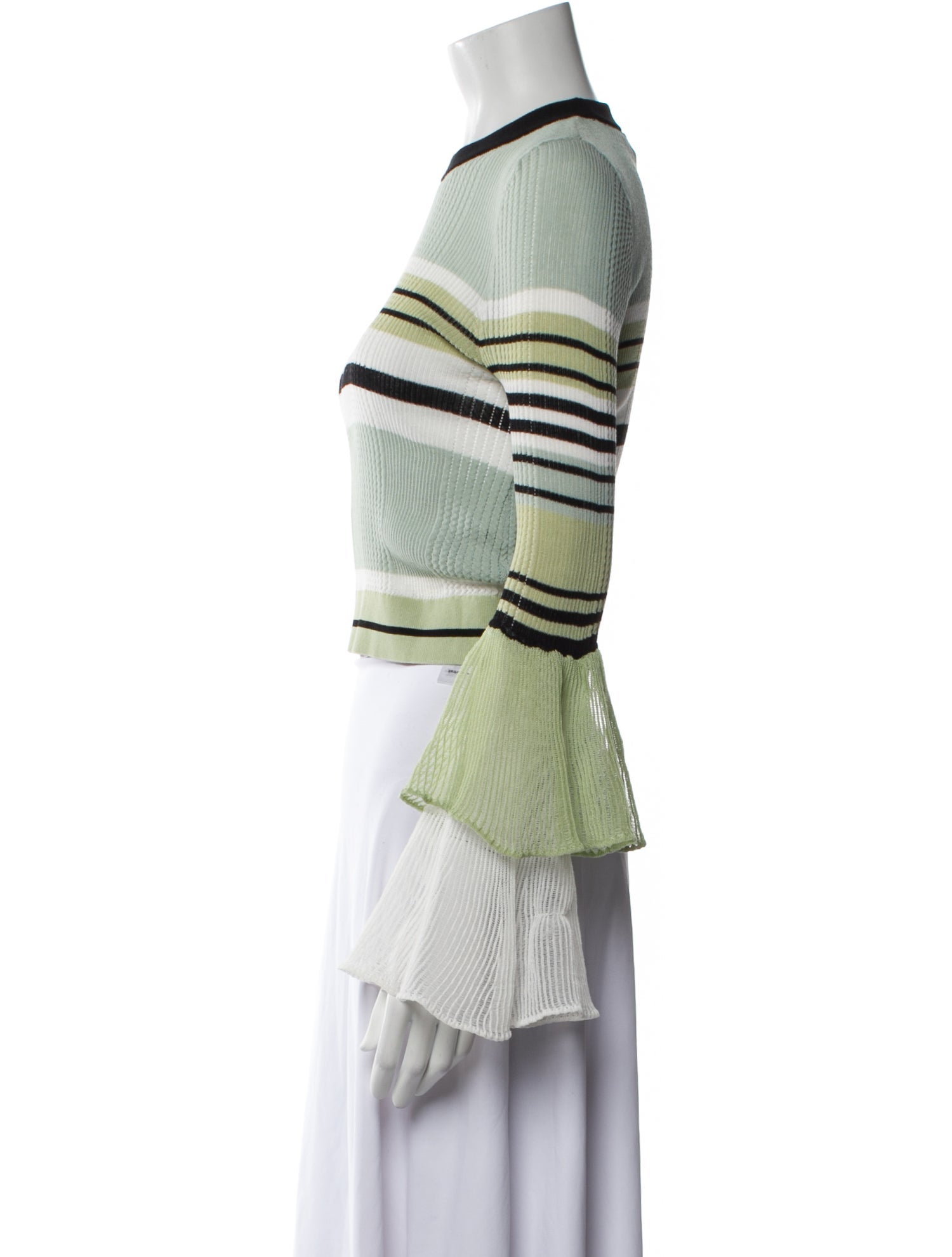 Self-Portrait Striped Mock Neck Crop Top