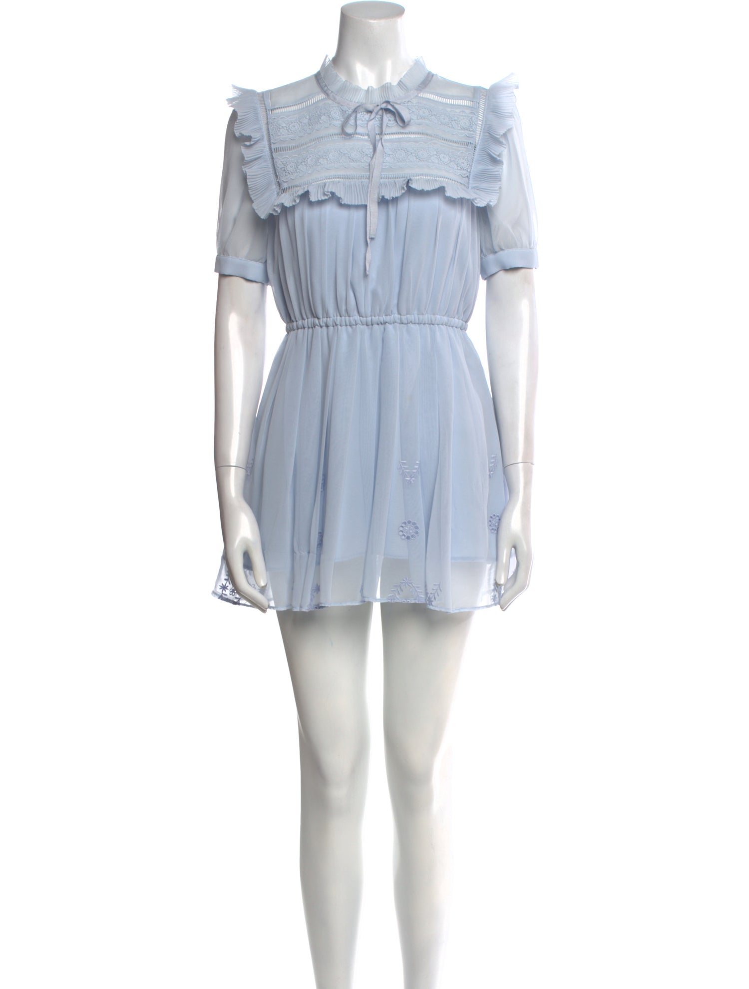 Self-Portrait Tie Neck Mini Dress