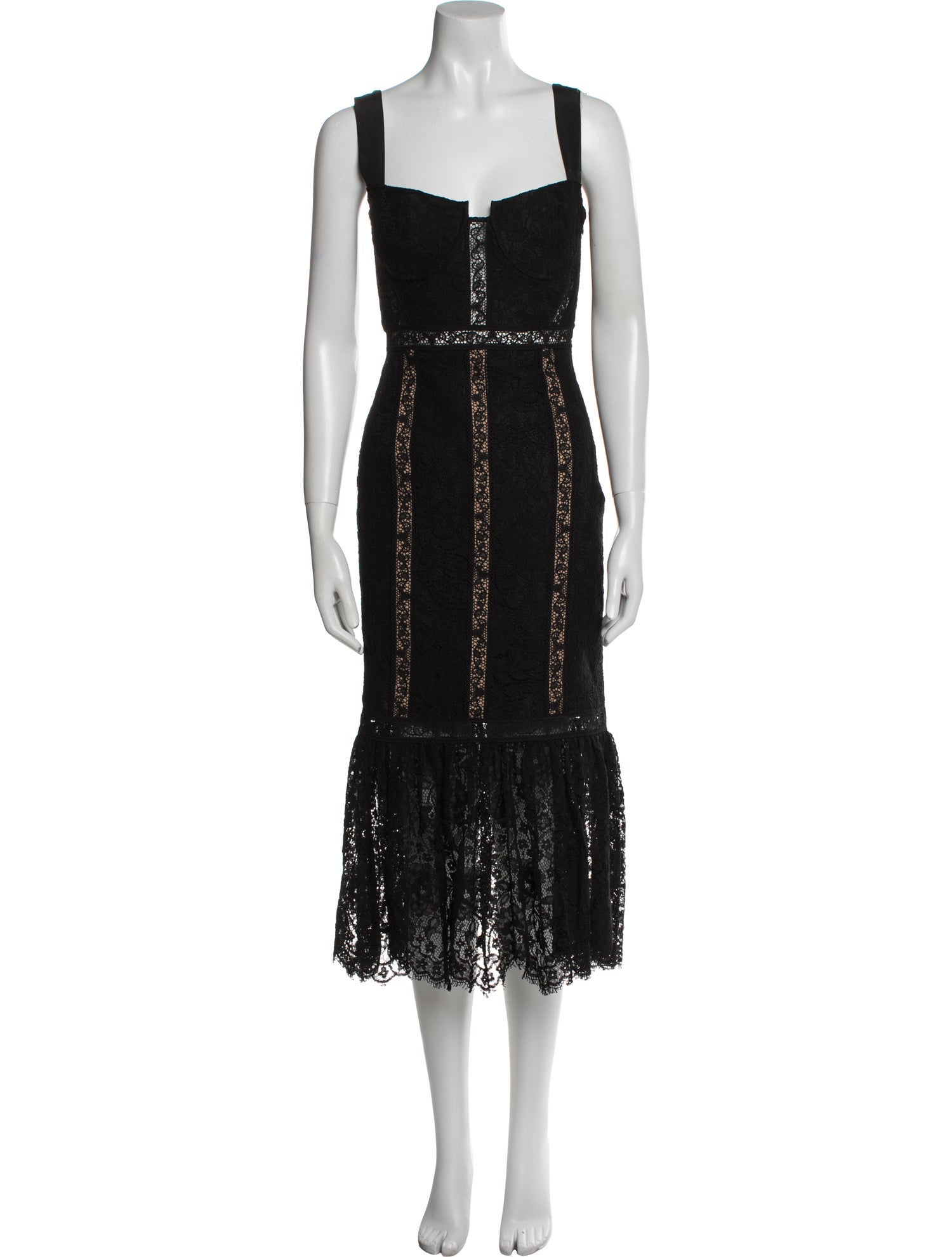 Self-Portrait Square Neckline Midi Length Dress