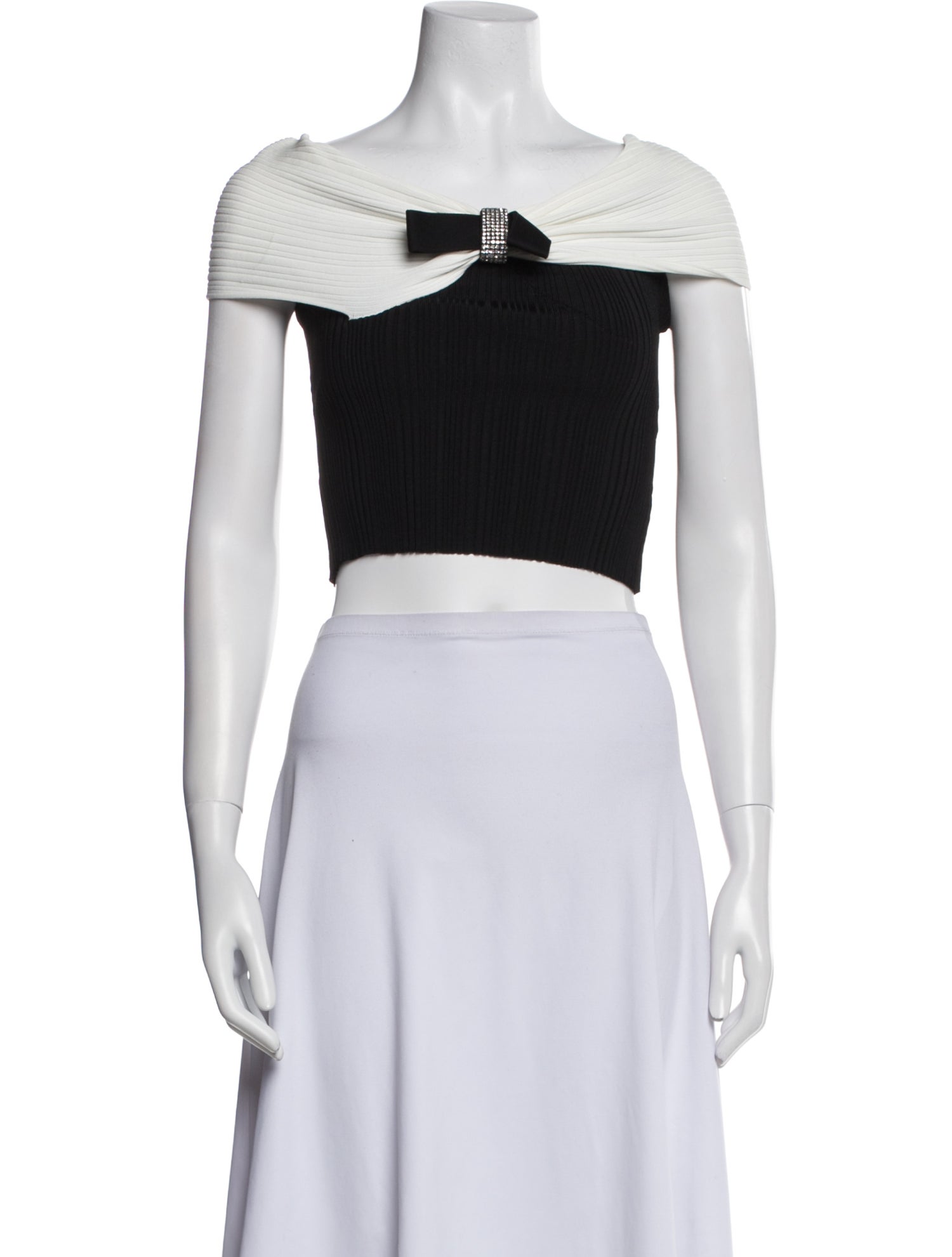 Self-Portrait One-Shoulder Short Sleeve Crop Top