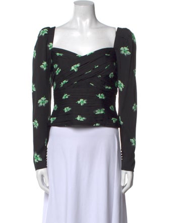 Self-Portrait Floral Print Square Neckline Crop Top