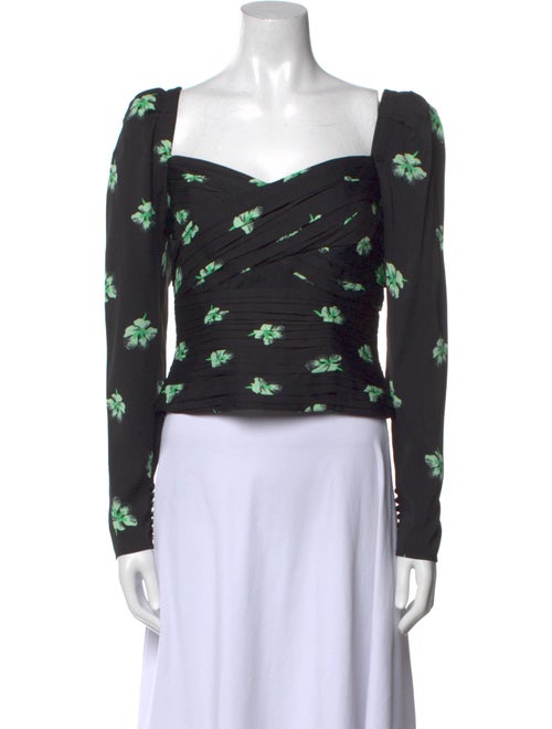 Self-Portrait Floral Print Square Neckline Crop Top