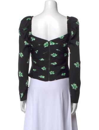 Self-Portrait Floral Print Square Neckline Crop Top