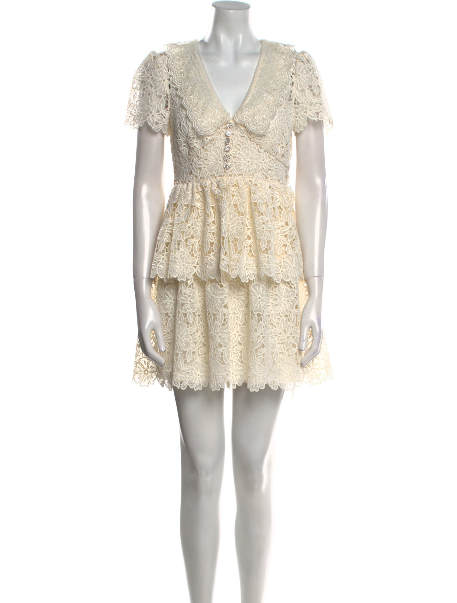 Self-Portrait Lace Pattern Mini Dress