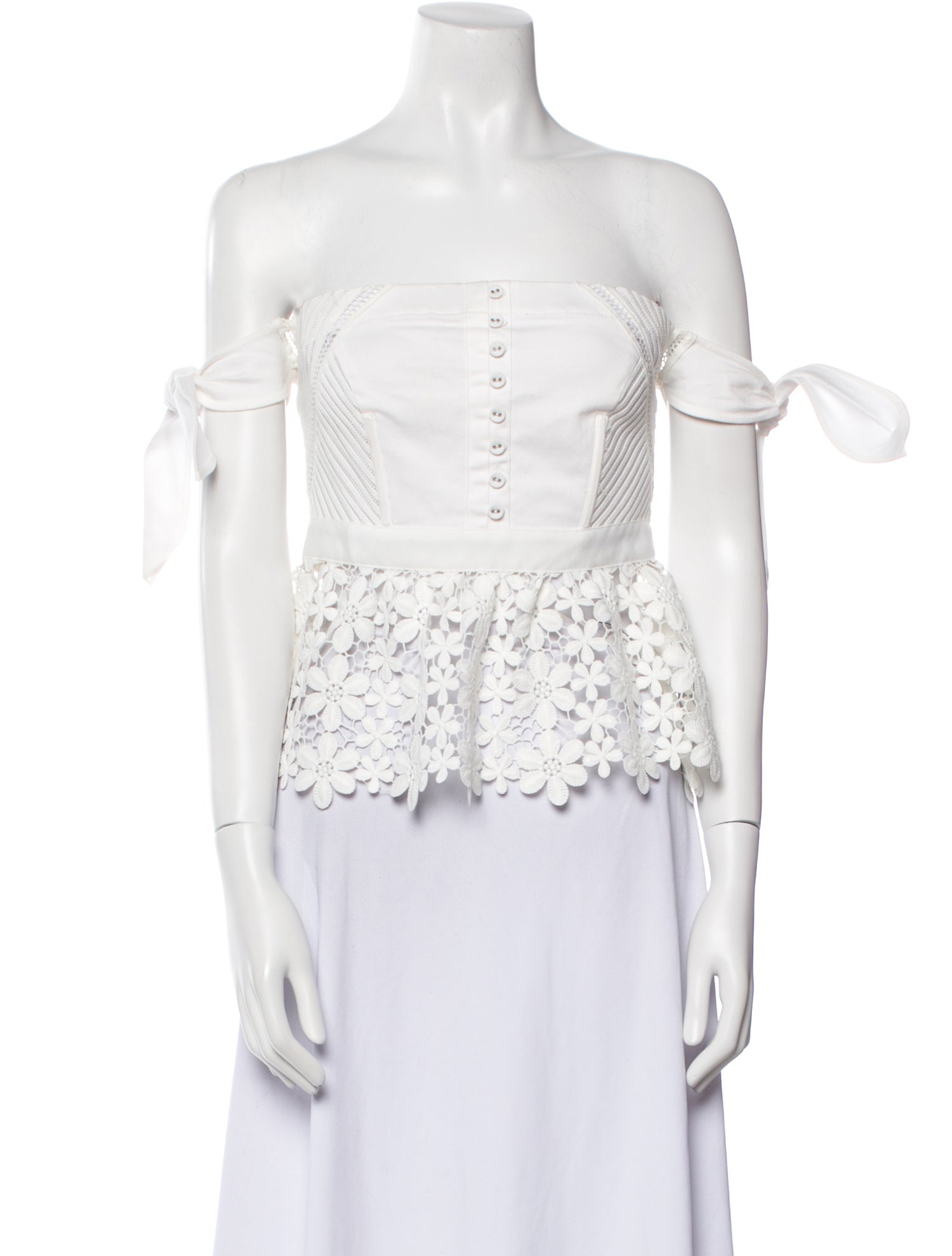 Self-Portrait Square Neckline Short Sleeve Crop Top