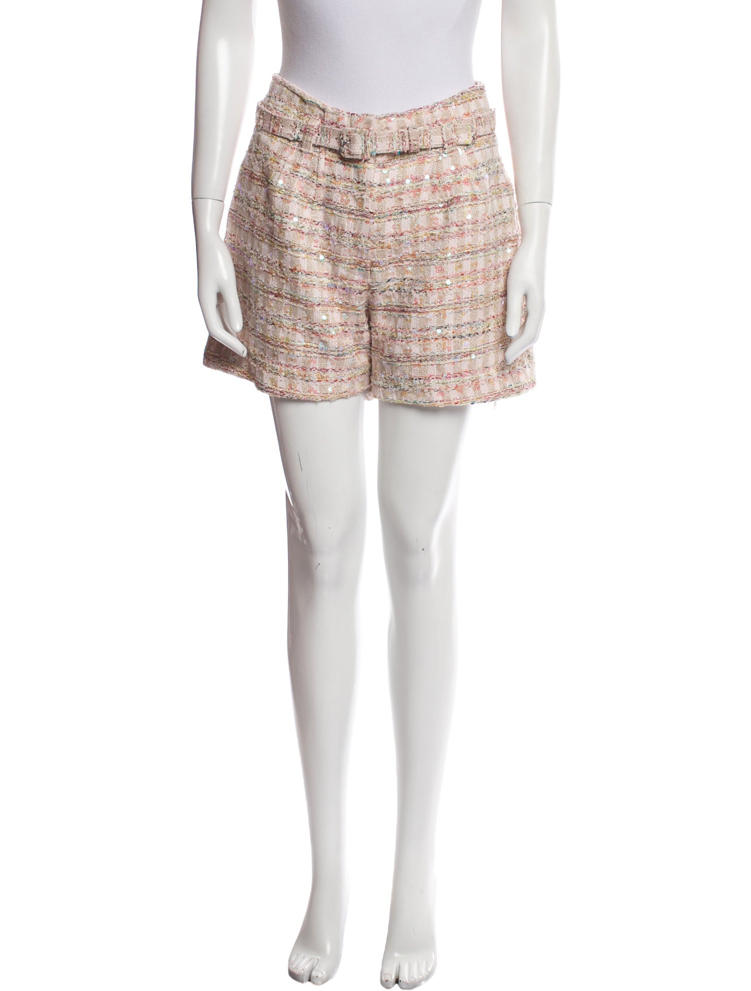 Self-Portrait Tweed Pattern Mini Shorts