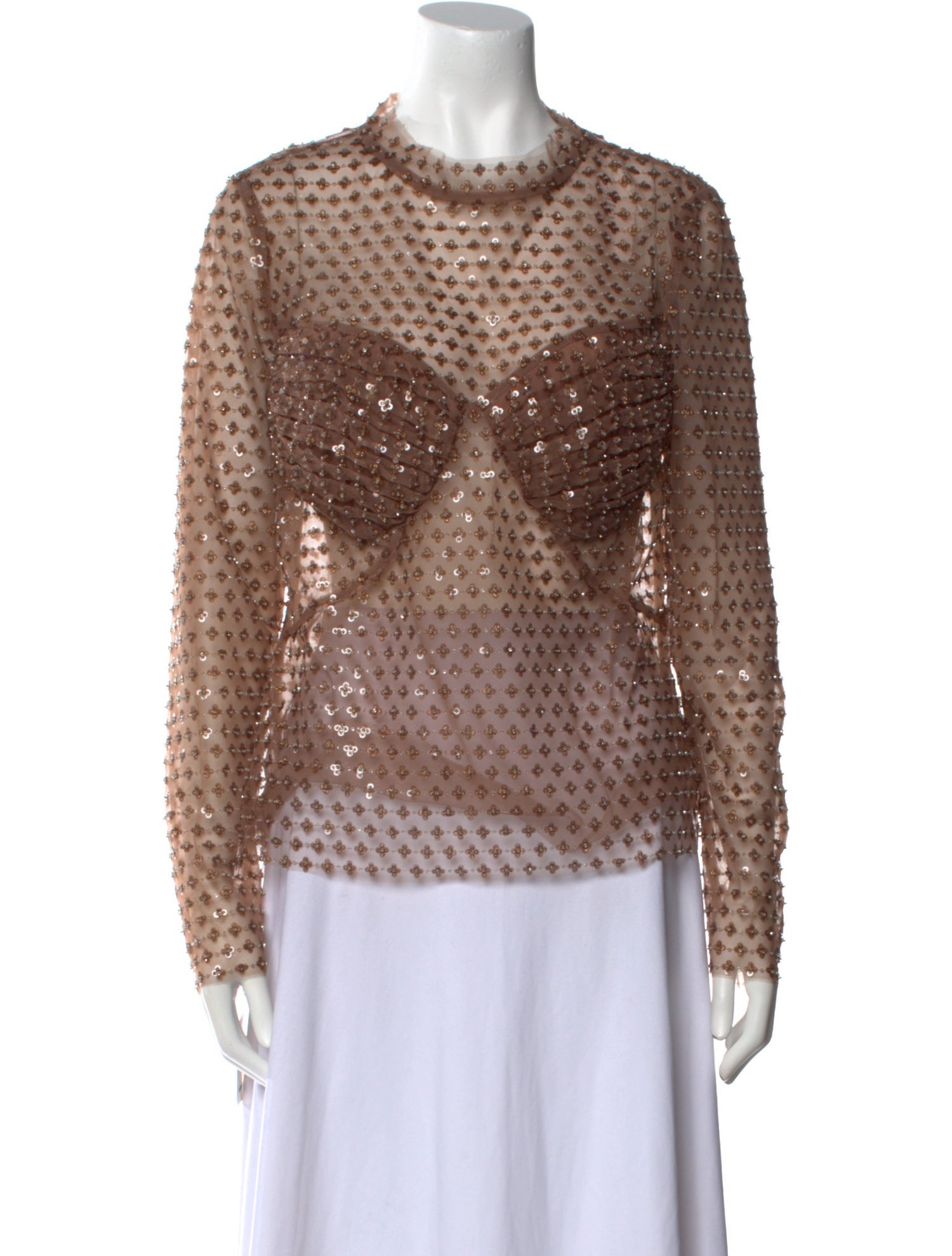 Self-Portrait Printed Crew Neck Blouse w/ Tags