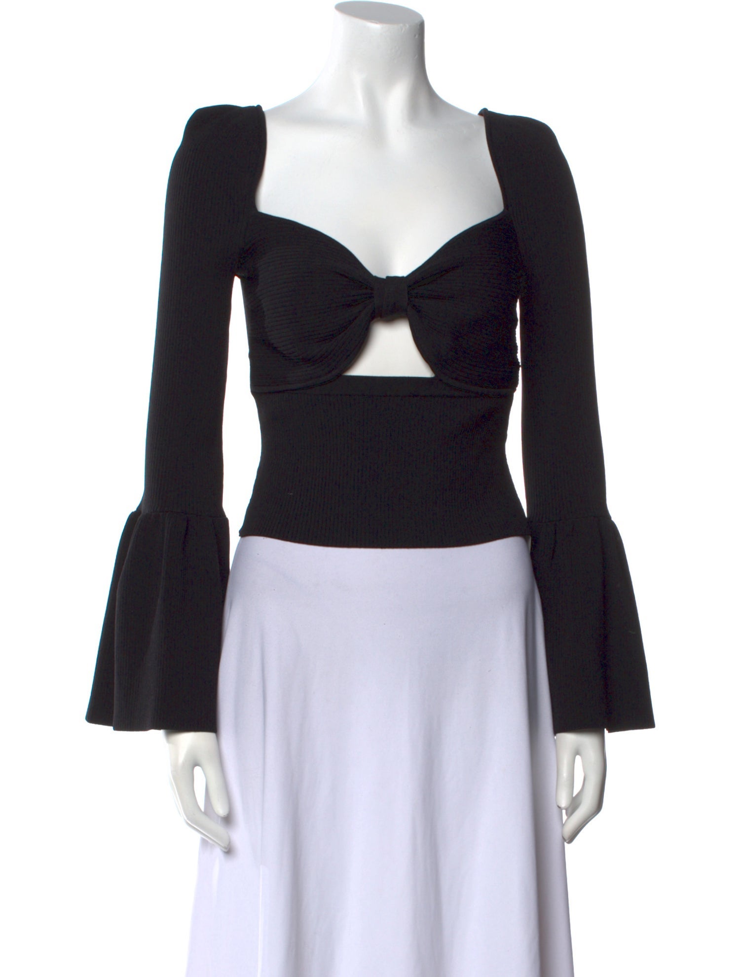 Self-Portrait Square Neckline Long Sleeve Bodysuit