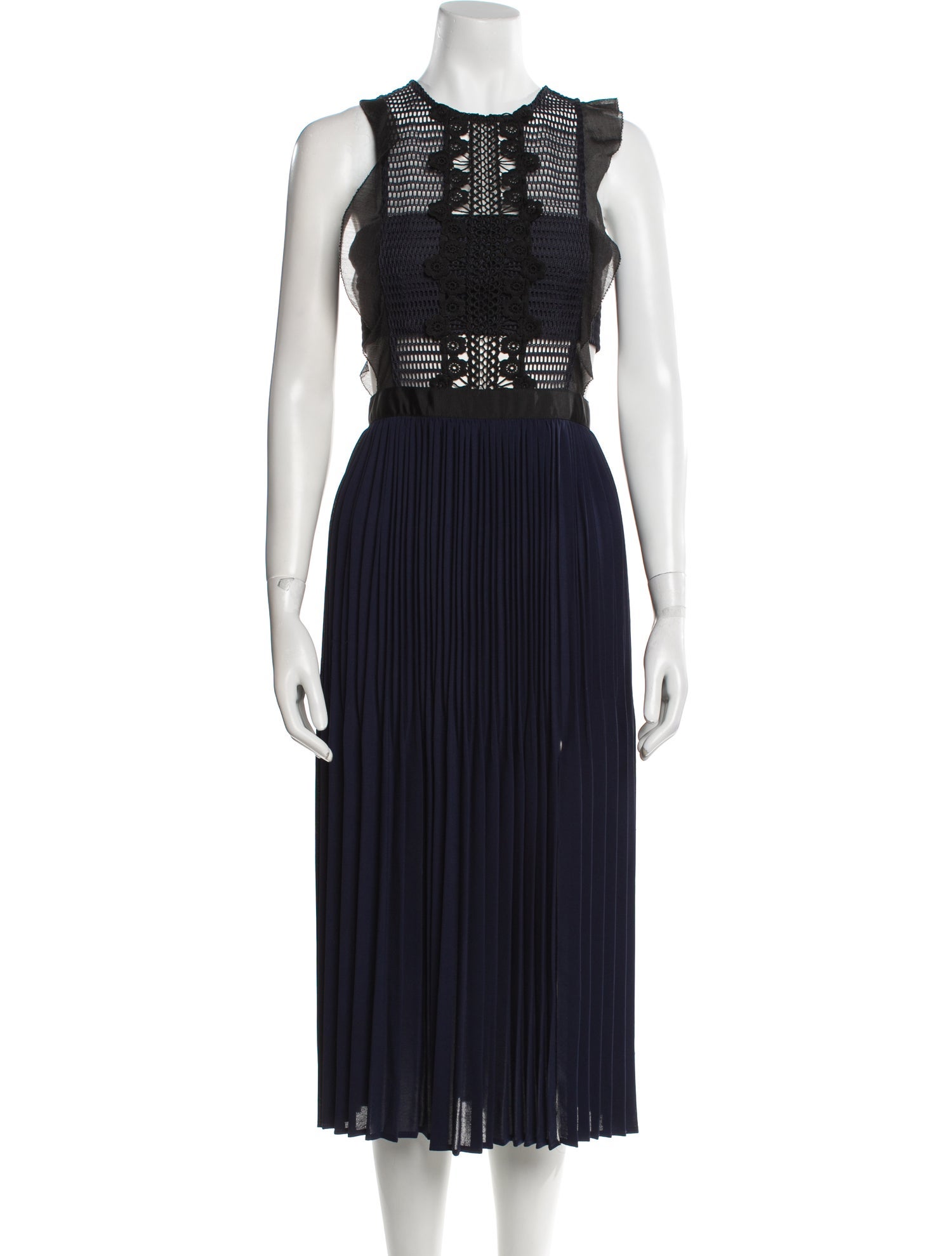 Self-Portrait Crew Neck Midi Length Dress