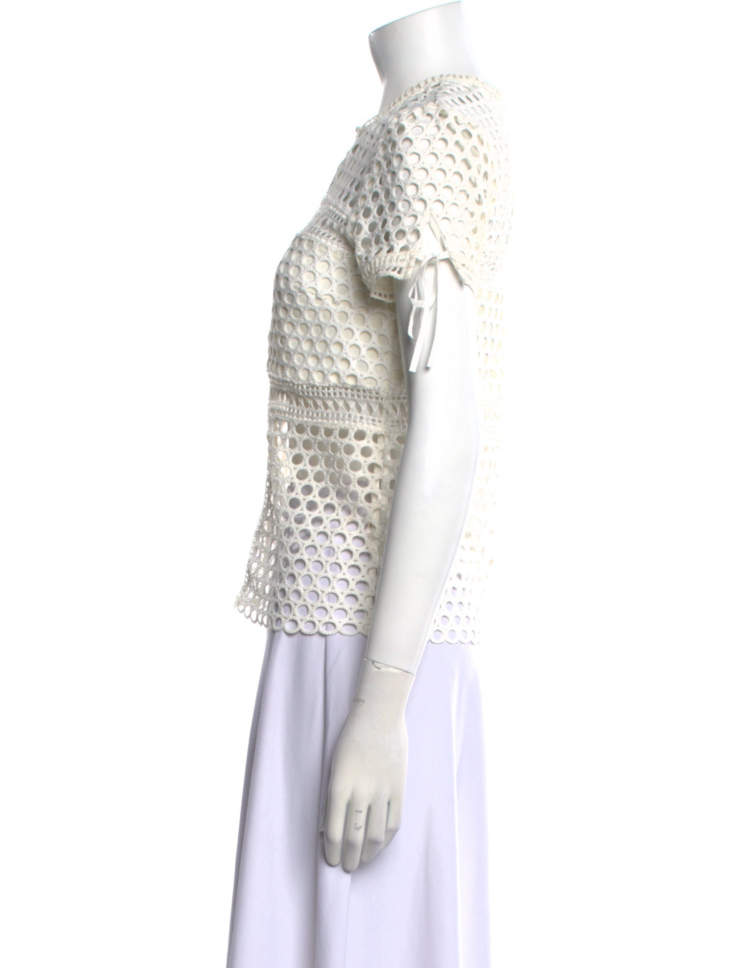 Self-Portrait Lace Pattern Crew Neck Blouse