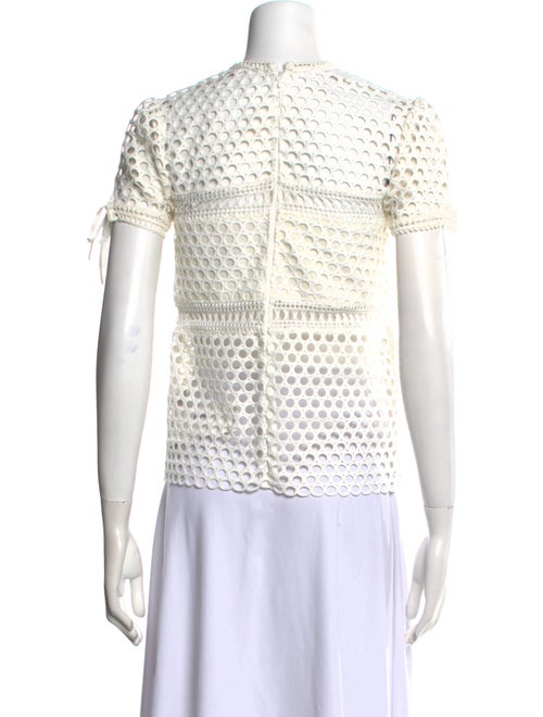 Self-Portrait Lace Pattern Crew Neck Blouse