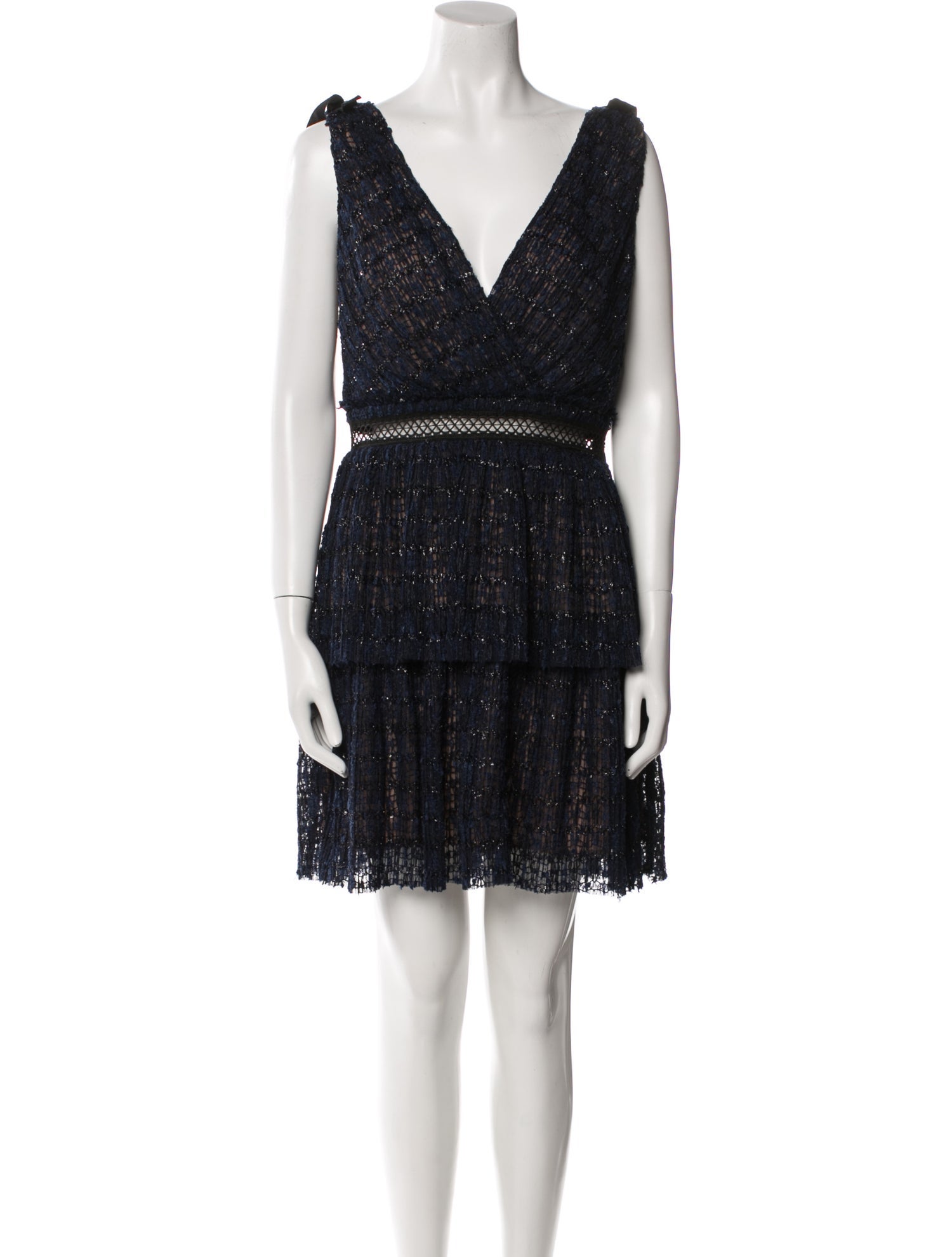 Self-Portrait V-Neck Mini Dress