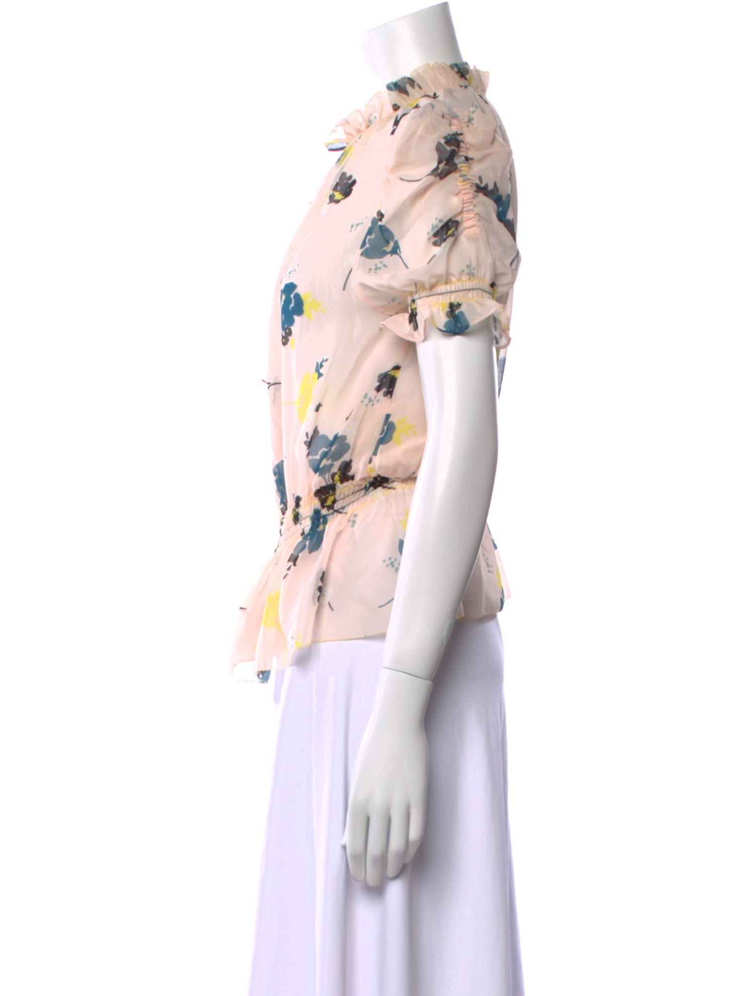 Self-Portrait Floral Print Mock Neck Blouse