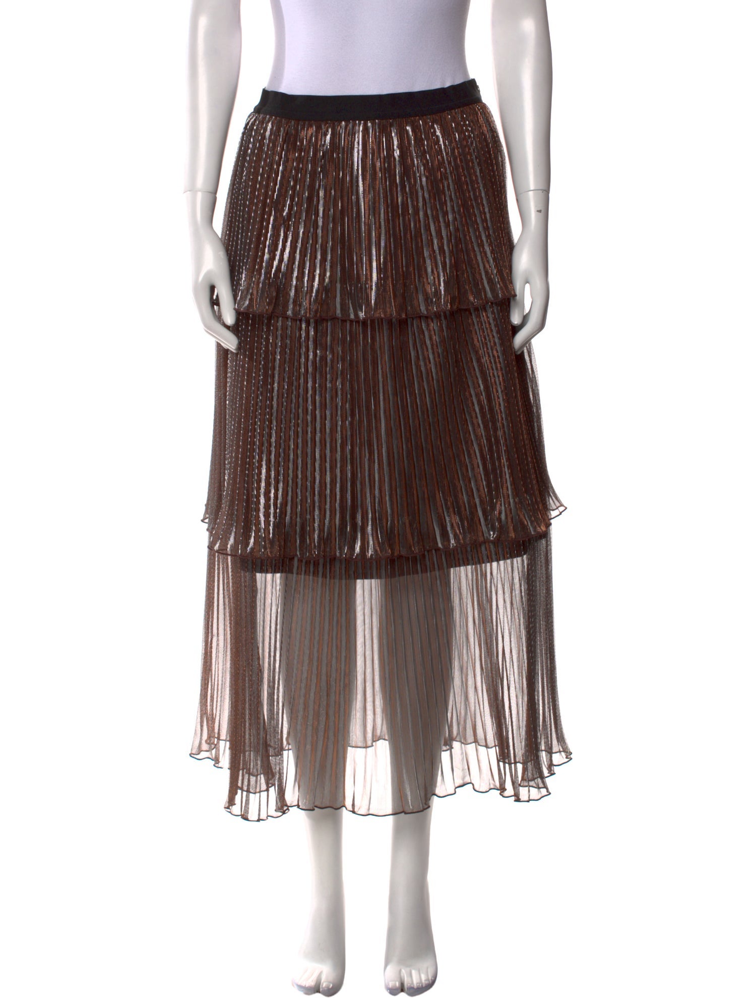 Self-Portrait Striped Midi Length Skirt