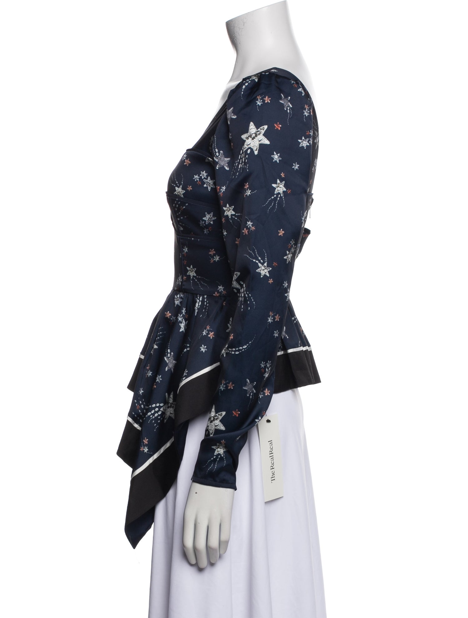 Self-Portrait Floral Print One-Shoulder Blouse