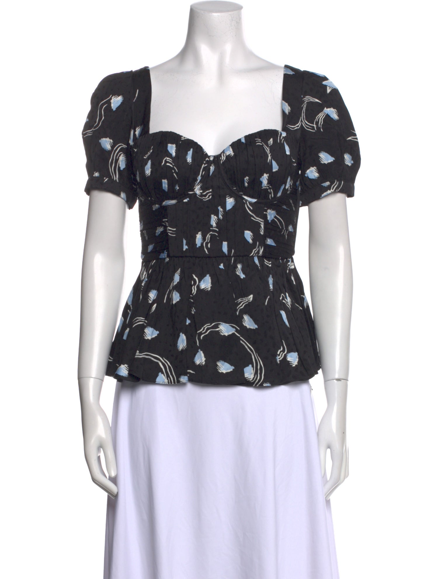 Self-Portrait Printed Square Neckline Blouse w/ Tags