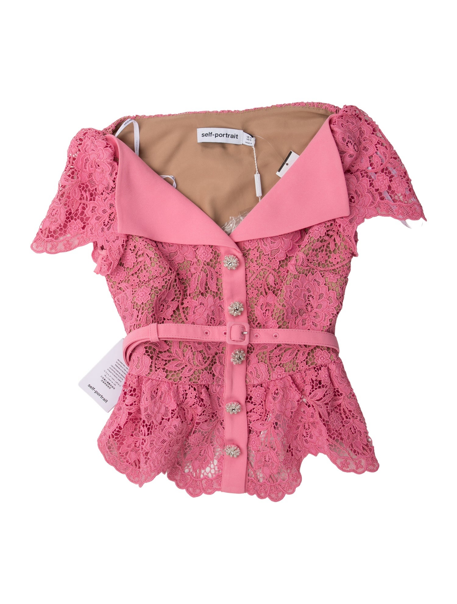 Self-Portrait Paisley Print Short Sleeve Crop Top