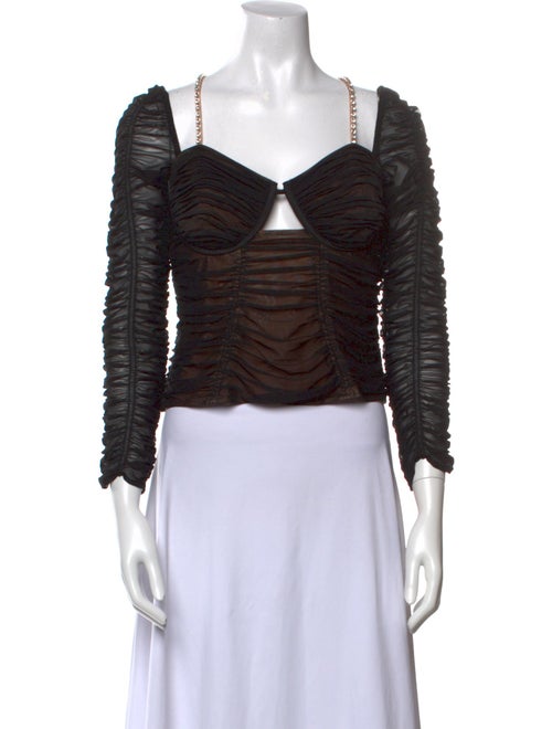 Self-Portrait V-Neck Three-Quarter Sleeve Crop Top