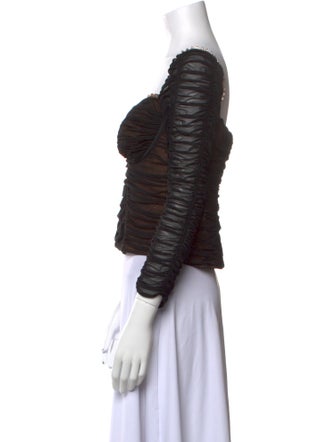 Self-Portrait V-Neck Three-Quarter Sleeve Crop Top