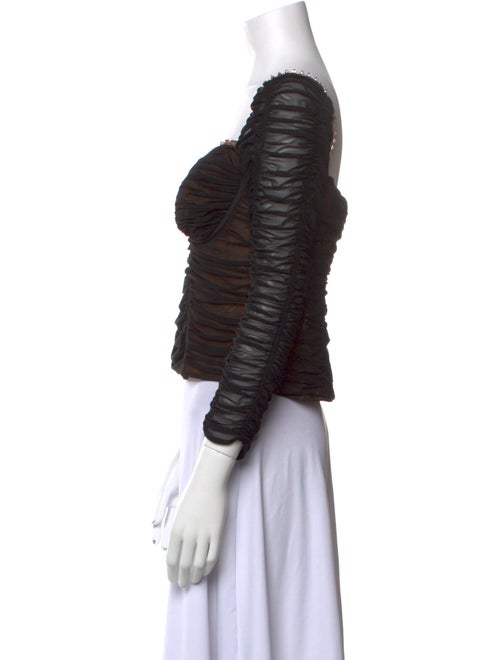 Self-Portrait V-Neck Three-Quarter Sleeve Crop Top