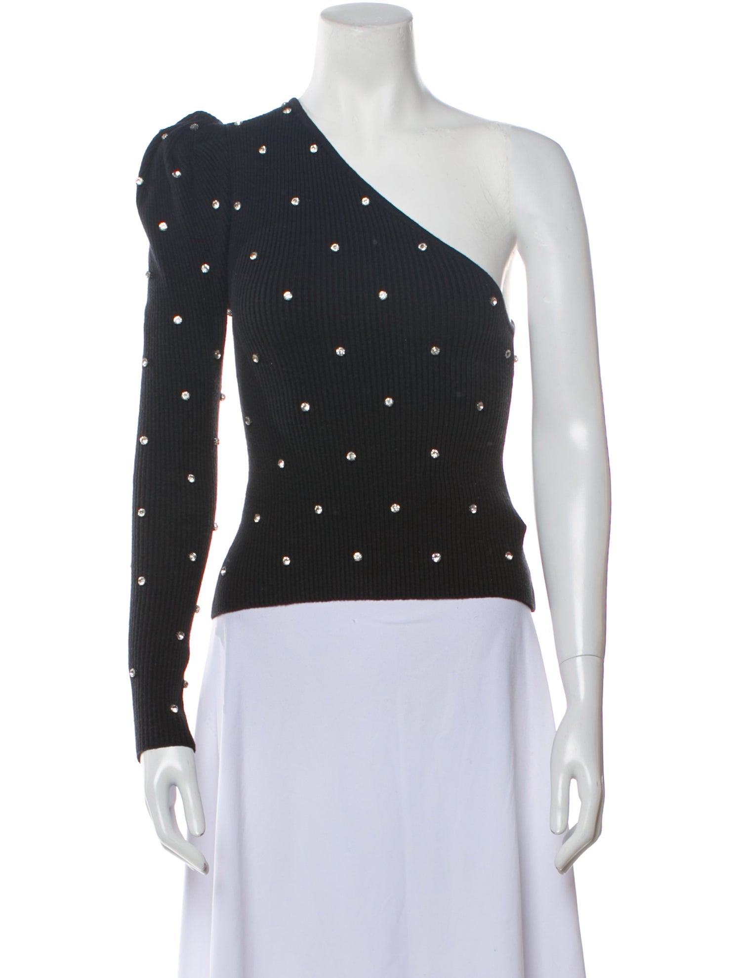 Self-Portrait One-Shoulder Long Sleeve Crop Top