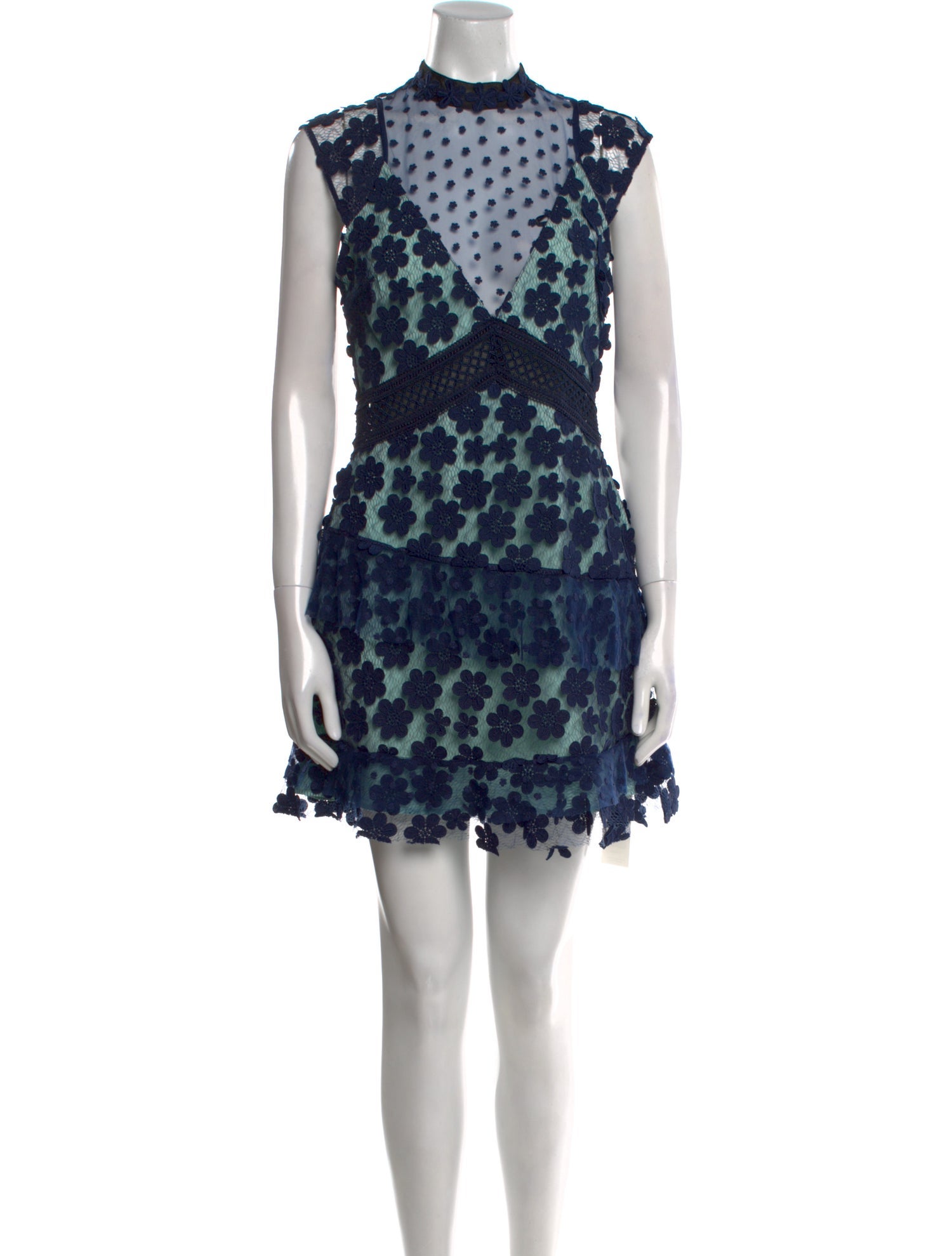 Self-Portrait Lace Pattern Mini Dress