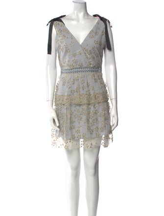 Self-Portrait Lace Pattern Mini Dress