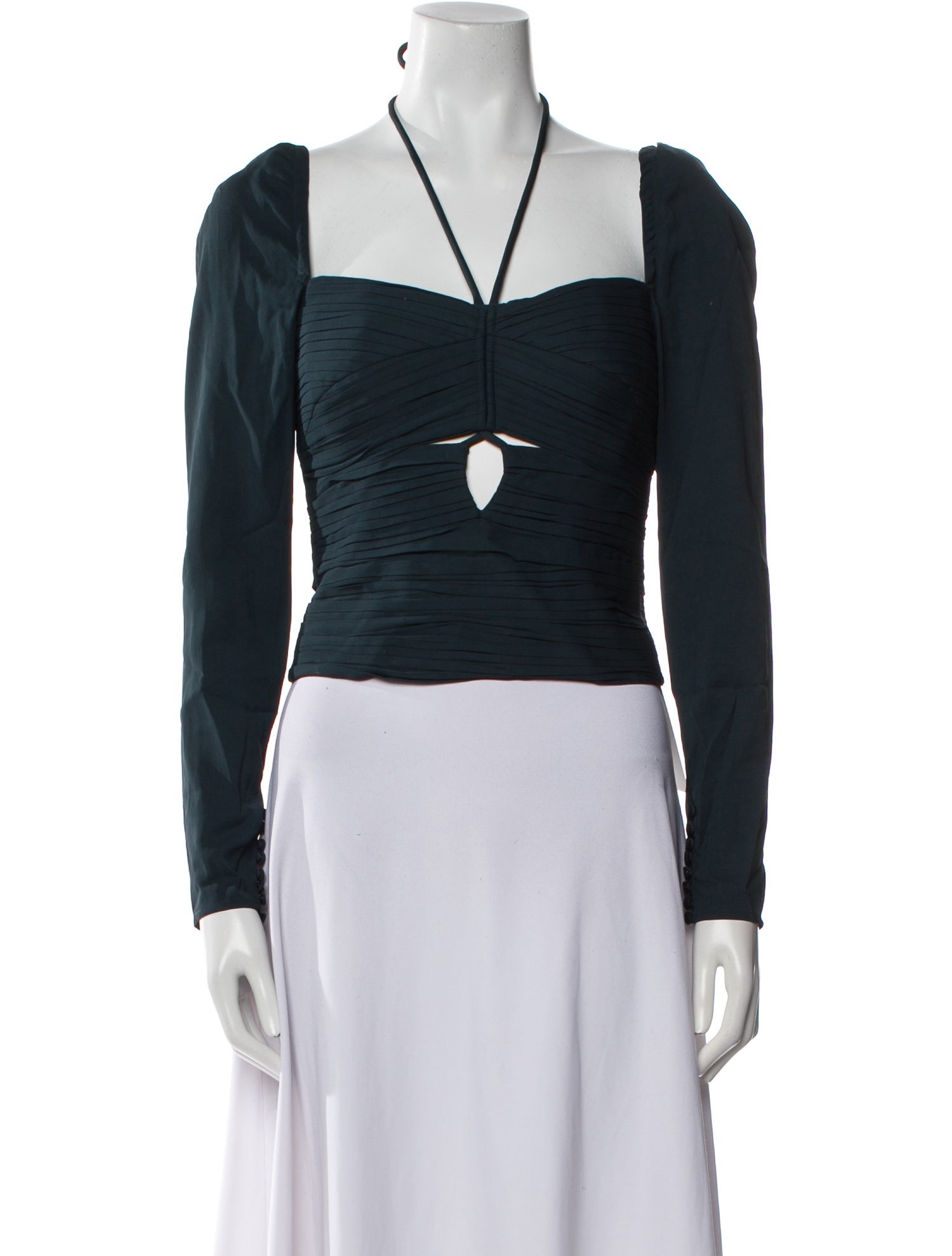 Self-Portrait V-Neck Long Sleeve Crop Top