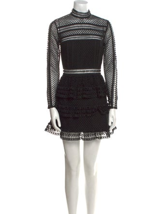 Self-Portrait Lace Pattern Mini Dress